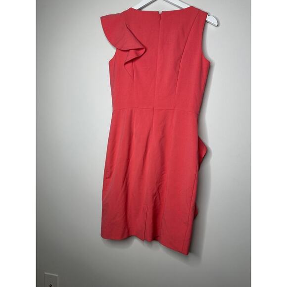 Calvin Klein Size 6 Ruffle Church Scuba Sheath Dress Peach Business Corporate - Picture 3 of 13